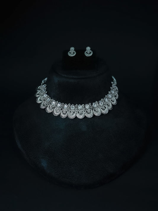 Oxidized Navratri Jewellery Set – Necklace, Earrings + Rings